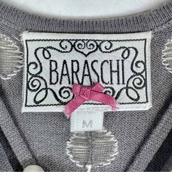 ANTHROPOLOGIE / BARASCHI Gray & White Polk Dot Strapy Knit Tank - Sz M - Picture 7 of 11